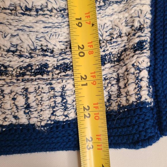 J McLaughlin Womens Knit Blue White Cotton Blend Cardigan Sweater Medium - Picture 10 of 11